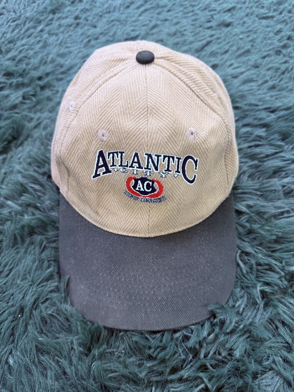 Vintage HeadShot Atlantic City New Jersey Herringbone Strapback Baseball Cap Hat